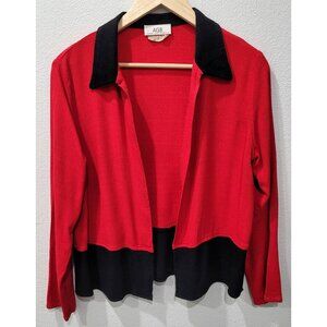 AGB Womens Long Sleeve Open Front Red & Black Cardigan Jacket Size L